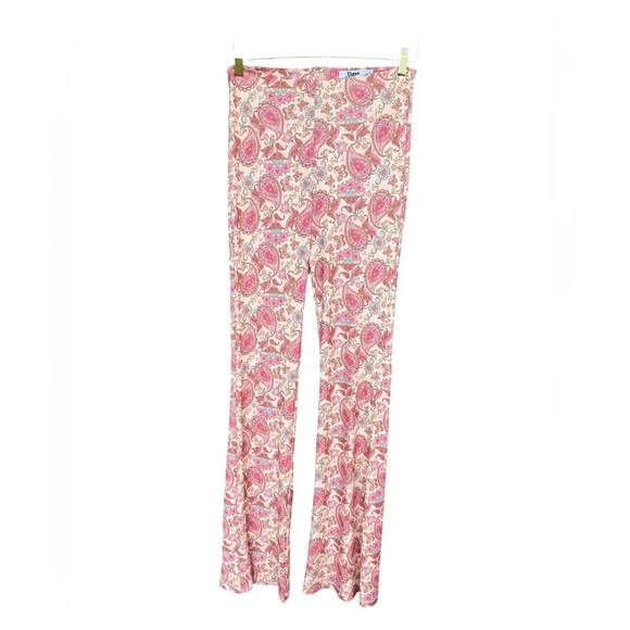 Tiger Most Womens High Rise Pink Paisley Butterfly Flare Pants Medium Fairycore - Picture 2 of 8
